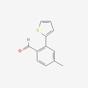 molecular formula C12H10OS B1406047 4-Methyl-2-(thiophen-2-yl)benzaldehyde CAS No. 1555764-04-9