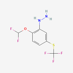 molecular formula C8H7F5N2OS B14060497 1-(2-(Difluoromethoxy)-5-(trifluoromethylthio)phenyl)hydrazine 