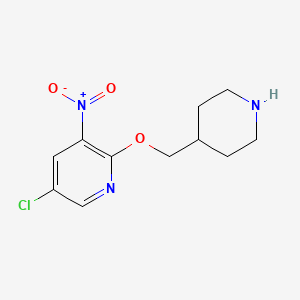 molecular formula C11H14ClN3O3 B1406056 5-Chloro-3-nitro-2-[(piperidin-4-yl)methoxy]pyridine CAS No. 1500168-61-5