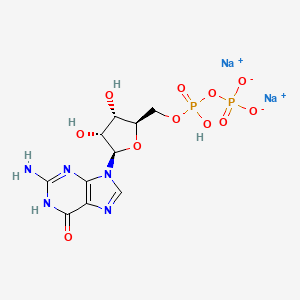 molecular formula C10H13N5Na2O11P2 B14060744 sodium ((2R,3S,4R,5R)-5-(2-amino-6-oxo-1,6-dihydro-9H-purin-9-yl)-3,4-dihydroxytetrahydrofuran-2-yl)methyl hydrogen diphosphate 