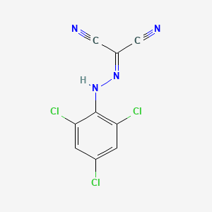 molecular formula C9H3Cl3N4 B14060984 Propanedinitrile, ((2,4,6-trichlorophenyl)hydrazono)- CAS No. 3780-88-9