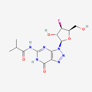 molecular formula C13H17FN6O5 B14061050 N-(3-((2R,3S,4R,5R)-4-Fluoro-3-hydroxy-5-(hydroxymethyl)tetrahydrofuran-2-YL)-7-oxo-6,7-dihydro-3H-[1,2,3]triazolo[4,5-D]pyrimidin-5-YL)isobutyramide 