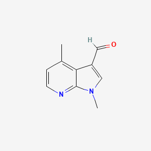 molecular formula C10H10N2O B1406106 1,4-dimethyl-1H-pyrrolo[2,3-b]pyridine-3-carbaldehyde CAS No. 27284-69-1