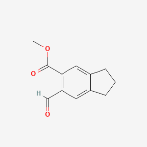 molecular formula C12H12O3 B14061096 Methyl 6-formyl-2,3-dihydro-1H-indene-5-carboxylate 
