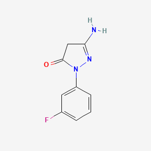molecular formula C9H8FN3O B1406117 5-氨基-2-(3-氟苯基)-2,4-二氢-3h-吡唑-3-酮 CAS No. 1368951-30-7