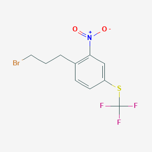 molecular formula C10H9BrF3NO2S B14061266 1-(3-Bromopropyl)-2-nitro-4-(trifluoromethylthio)benzene 