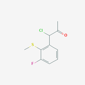 molecular formula C10H10ClFOS B14061359 1-Chloro-1-(3-fluoro-2-(methylthio)phenyl)propan-2-one 
