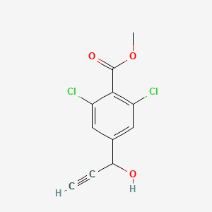 molecular formula C11H8Cl2O3 B14061368 Methyl 2,6-dichloro-4-(1-hydroxyprop-2-yn-1-yl)benzoate CAS No. 1098620-11-1