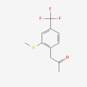 molecular formula C11H11F3OS B14061433 1-(2-(Methylthio)-4-(trifluoromethyl)phenyl)propan-2-one 
