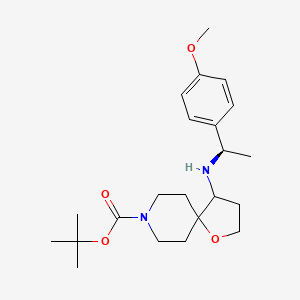 molecular formula C22H34N2O4 B14061453 tert-Butyl 4-(((R)-1-(4-methoxyphenyl)ethyl)amino)-1-oxa-8-azaspiro[4.5]decane-8-carboxylate 