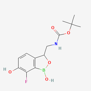 molecular formula C13H17BFNO5 B14061462 Tert-butyl ((7-fluoro-1,6-dihydroxy-1,3-dihydrobenzo[c][1,2]oxaborol-3-yl)methyl)carbamate 