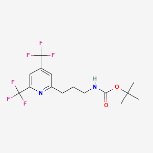 molecular formula C15H18F6N2O2 B14061470 Tert-butyl 3-(4,6-bistrifluoromethylpyridin-2-yl)propylcarbamate 