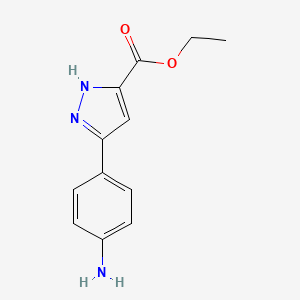molecular formula C12H13N3O2 B1406152 ethyl 5-(4-aminophenyl)-1H-pyrazole-3-carboxylate CAS No. 1338234-75-5