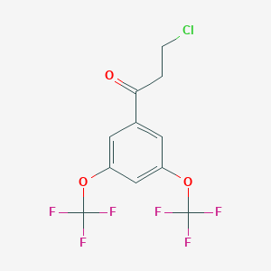 molecular formula C11H7ClF6O3 B14061523 1-(3,5-Bis(trifluoromethoxy)phenyl)-3-chloropropan-1-one 