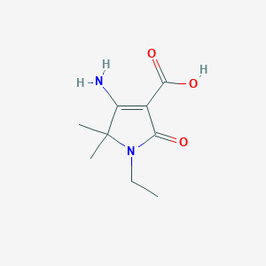 molecular formula C9H14N2O3 B140618 1H-Pyrrole-3-carboxylicacid,4-amino-1-ethyl-2,5-dihydro-5,5-dimethyl-2-oxo- CAS No. 138377-77-2
