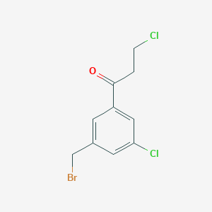 molecular formula C10H9BrCl2O B14061824 1-(3-(Bromomethyl)-5-chlorophenyl)-3-chloropropan-1-one 