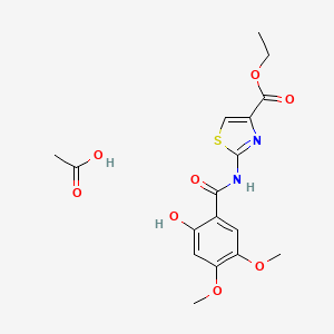 molecular formula C17H20N2O8S B14061833 Ethyl 2-(2-Hydroxy-4,5-dimethoxy-benzoylamino)-thiazole-4-carboxylate acetate 