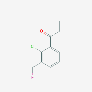 molecular formula C10H10ClFO B14061946 1-(2-Chloro-3-(fluoromethyl)phenyl)propan-1-one 
