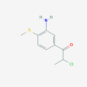 molecular formula C10H12ClNOS B14062049 1-(3-Amino-4-(methylthio)phenyl)-2-chloropropan-1-one 