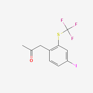 molecular formula C10H8F3IOS B14062060 1-(4-Iodo-2-(trifluoromethylthio)phenyl)propan-2-one 