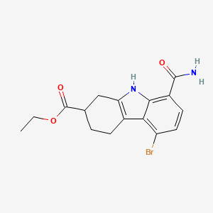 molecular formula C16H17BrN2O3 B14062068 ethyl 5-bromo-8-carbamoyl-2,3,4,9-tetrahydro-1H-carbazole-2-carboxylate 