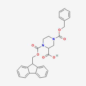molecular formula C28H26N2O6 B14062090 1-(Fmoc)-4-Cbz-piperazine-2-carboxylic acid 