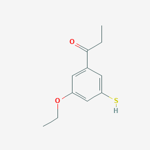 molecular formula C11H14O2S B14062258 1-(3-Ethoxy-5-mercaptophenyl)propan-1-one 