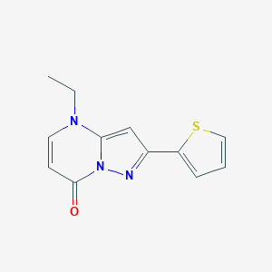 molecular formula C12H11N3OS B140623 Pyrazolo(1,5-a)pyrimidin-7(4H)-one, 4-ethyl-2-(2-thienyl)- CAS No. 149246-67-3