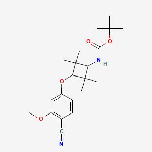 molecular formula C21H30N2O4 B14062318 1,1-dimethylethyl N-[cis-3-(4-cyano-3-methoxyphenoxy)-2,2,4,4-tetramethylcyclobutyl]carbamate 