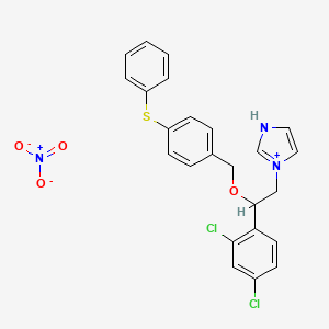 molecular formula C24H21Cl2N3O4S B14062370 1-(2-(2,4-dichlorophenyl)-2-((4-(phenylthio)benzyl)oxy)ethyl)-1H-imidazol-3-ium nitrate 