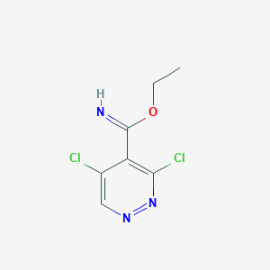 molecular formula C7H7Cl2N3O B14062440 Ethyl 3,5-dichloropyridazine-4-carbimidate 