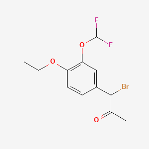 molecular formula C12H13BrF2O3 B14062478 1-Bromo-1-(3-(difluoromethoxy)-4-ethoxyphenyl)propan-2-one 