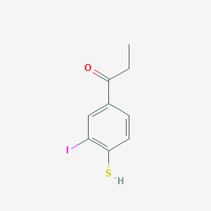 molecular formula C9H9IOS B14062623 1-(3-Iodo-4-mercaptophenyl)propan-1-one 