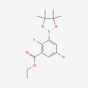 molecular formula C15H19BBrFO4 B14062779 Ethyl 5-bromo-2-fluoro-3-(4,4,5,5-tetramethyl-1,3,2-dioxaborolan-2-yl)benzoate 