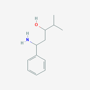 molecular formula C12H19NO B14062780 1-Amino-4-methyl-1-phenylpentan-3-ol 