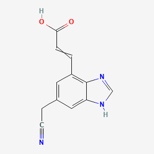 molecular formula C12H9N3O2 B14062843 (E)-3-(6-Cyanomethyl-1H-benzo[d]imidazol-4-yl)acrylic acid 