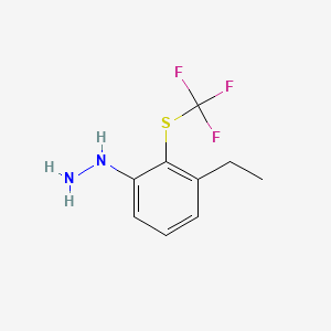molecular formula C9H11F3N2S B14062957 1-(3-Ethyl-2-(trifluoromethylthio)phenyl)hydrazine 