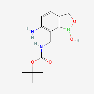 molecular formula C13H19BN2O4 B14062989 Tert-butyl ((6-amino-1-hydroxy-1,3-dihydrobenzo[c][1,2]oxaborol-7-yl)methyl)carbamate 