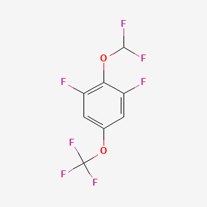 molecular formula C8H3F7O2 B14063167 1,3-Difluoro-2-difluoromethoxy-5-(trifluoromethoxy)benzene 