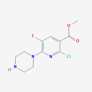 molecular formula C11H13ClFN3O2 B1406340 Methyl 2-Chloro-5-fluoro-6-piperazin-1-ylnicotinate CAS No. 1706436-63-6