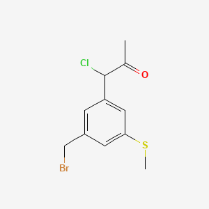 molecular formula C11H12BrClOS B14063536 1-(3-(Bromomethyl)-5-(methylthio)phenyl)-1-chloropropan-2-one 