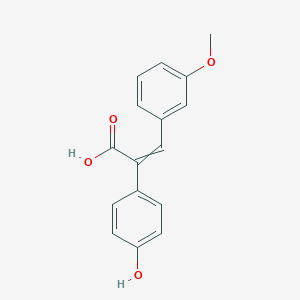 molecular formula C16H14O4 B14063551 2-(4-Hydroxyphenyl)-3-(3-methoxyphenyl)prop-2-enoic acid 