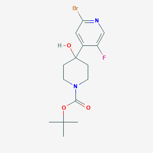 molecular formula C15H20BrFN2O3 B14063648 Tert-butyl 4-(2-bromo-5-fluoropyridin-4-yl)-4-hydroxypiperidine-1-carboxylate 