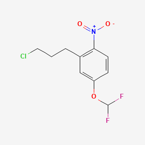 molecular formula C10H10ClF2NO3 B14063794 1-(3-Chloropropyl)-5-(difluoromethoxy)-2-nitrobenzene 