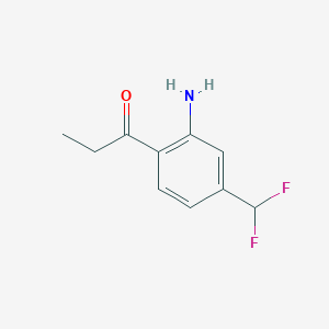 molecular formula C10H11F2NO B14063834 1-(2-Amino-4-(difluoromethyl)phenyl)propan-1-one 