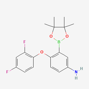 molecular formula C18H20BF2NO3 B1406405 4-(2,4-Difluorophenoxy)-3-(4,4,5,5-tetramethyl-1,3,2-dioxaborolan-2-yl)aniline CAS No. 1446236-84-5