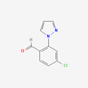 molecular formula C10H7ClN2O B1406410 4-氯-2-(1H-吡唑-1-基)苯甲醛 CAS No. 1446818-92-3