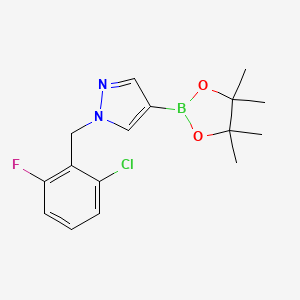 molecular formula C16H19BClFN2O2 B1406424 1H-Pyrazole, 1-[(2-chloro-6-fluorophenyl)methyl]-4-(4,4,5,5-tetramethyl-1,3,2-dioxaborolan-2-yl)- CAS No. 1604036-86-3