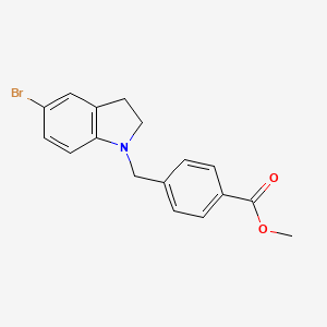 molecular formula C17H16BrNO2 B1406451 4-(5-Bromo-2,3-dihydro-indol-1-ylmethyl)-benzoic acid methyl ester CAS No. 1482206-33-6
