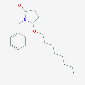 molecular formula C19H29NO2 B140649 2-Pyrrolidinone, 5-(octyloxy)-1-(phenylmethyl)-, (+-)- CAS No. 136410-34-9